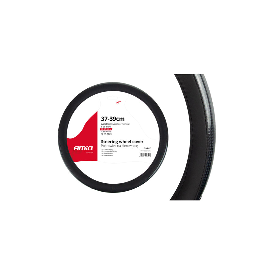 AMiO SWC-18 01695 Steering wheel cover Black, ?: 37-39cm, Leatherette