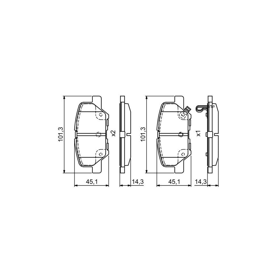 Bosch 0986495381 Brake Pad Set For Mitsubishi Outlander Iii Off Road Gg Gf With Acoustic Wear Warning With Anti Squeak Plate BP1731