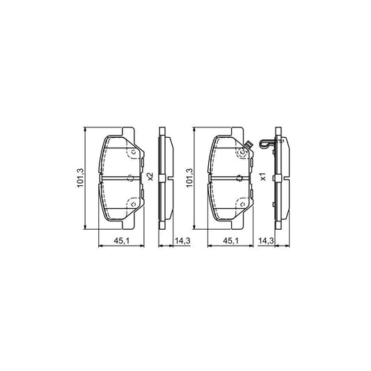 Bosch 0986495381 Brake Pad Set For Mitsubishi Outlander Iii Off Road Gg Gf With Acoustic Wear Warning With Anti Squeak Plate BP1731
