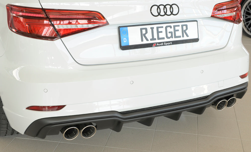Rieger 00056822 Audi 8V A3 Rear Diffuser for Twin Tailpipe Left & Right -  Matte Black