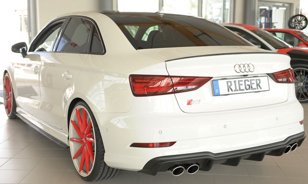 Rieger 00056825 Audi 8V S3 Rear Diffuser for Original Twin Tailpipe Left & Right -  Matte Black