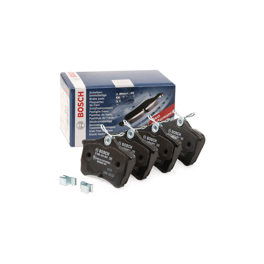 Bosch 0986424661 Brake Pad Set For Honda Accord With Acoustic Wear Warning With Anti Squeak Plate BP377