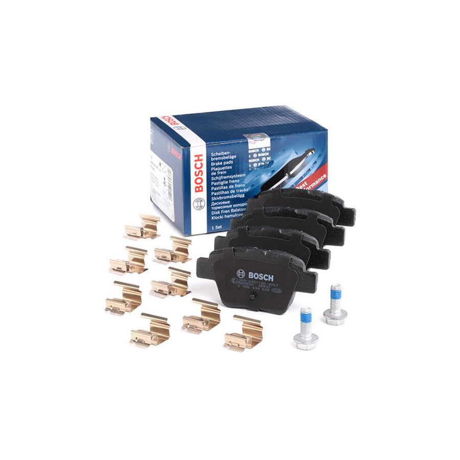 Bosch 0986494605 Brake Pad Set With Anti Squeak Plate With Bolts Screws With Mounting Manual BP1009