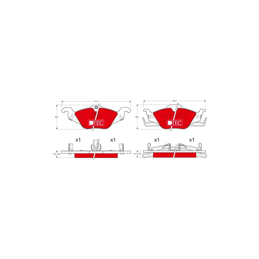 TRW Dtec Cotec Gdb1351Dte Brake Pad Set Prepared For Wear Indicator