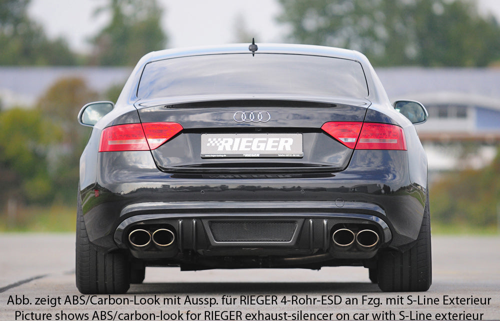 Rieger 00055445 Audi B8 B81 A5 Rear Diffuser for Original Tailpipe Left & RIght -  Matte Black