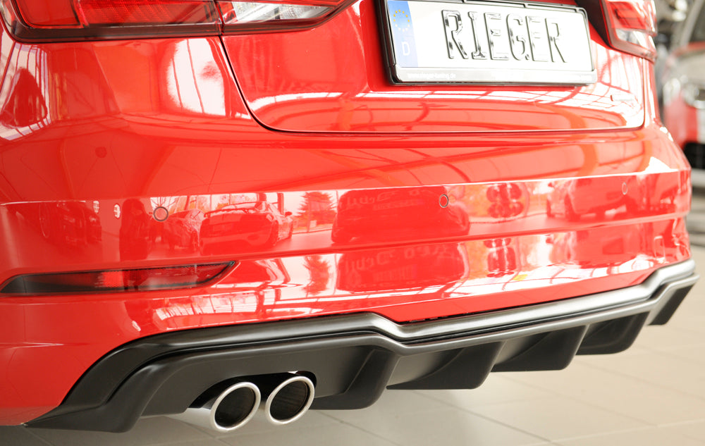 Rieger 00056824 Audi 8V A3 Rear Diffuser for Twin Tailpipe Left -  Matte Black