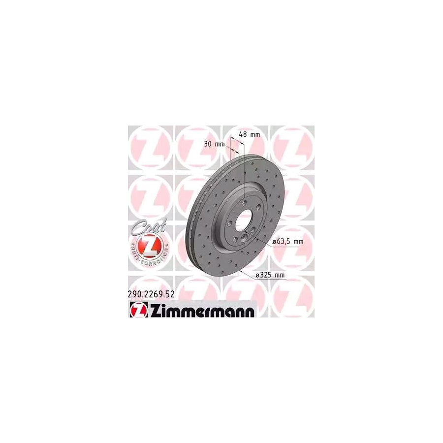 ZIMmERMANN SPORT COAT Z 290 2269 52 Brake Disc for JAGUAR XE X760 Internally Vented Perforated Coated High carbon