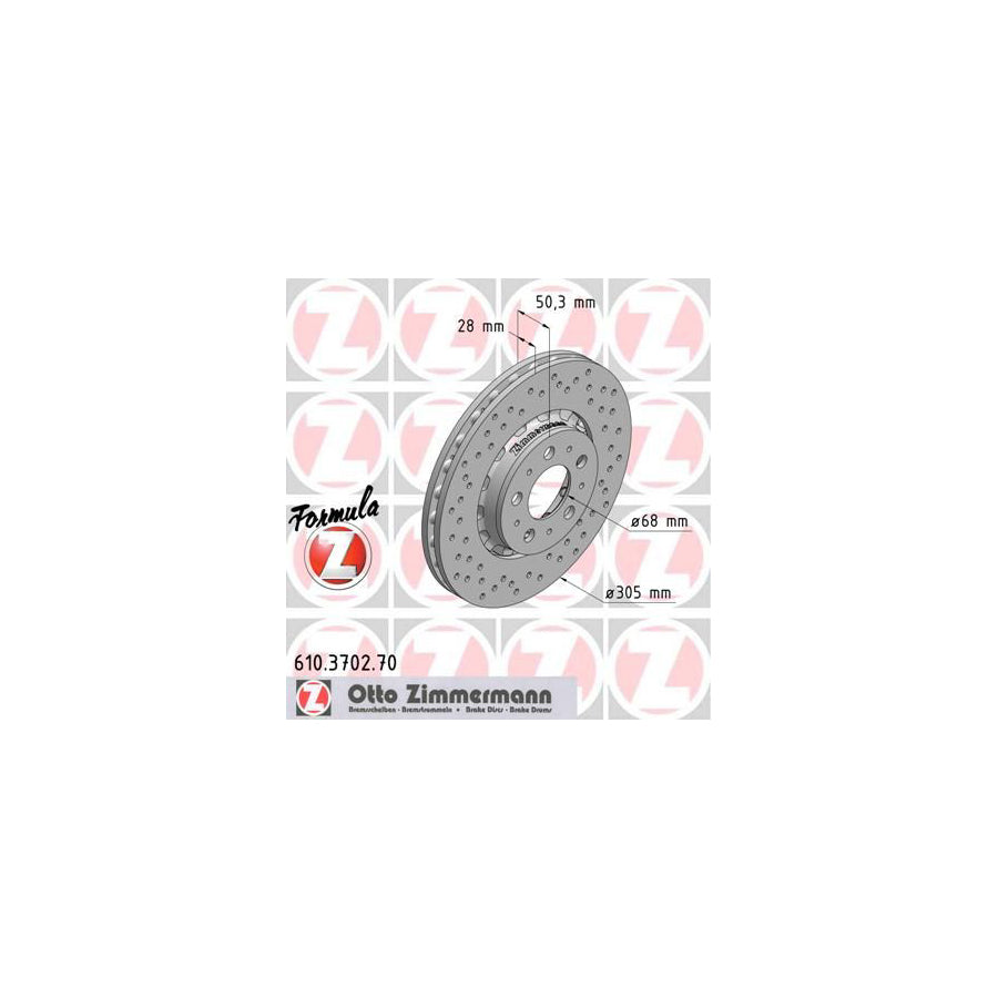 ZIMmERMANN FORMULA Z COAT Z 610 3702 70 Brake Disc Perforated Two piece brake disc Vented Coated