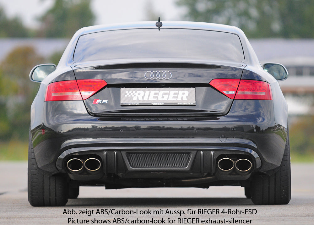 Rieger 00055443 Audi B8 B81 Rear Diffuser for Original Twin Tailpipe Left & Right (A5 & S5) -  Matte Black