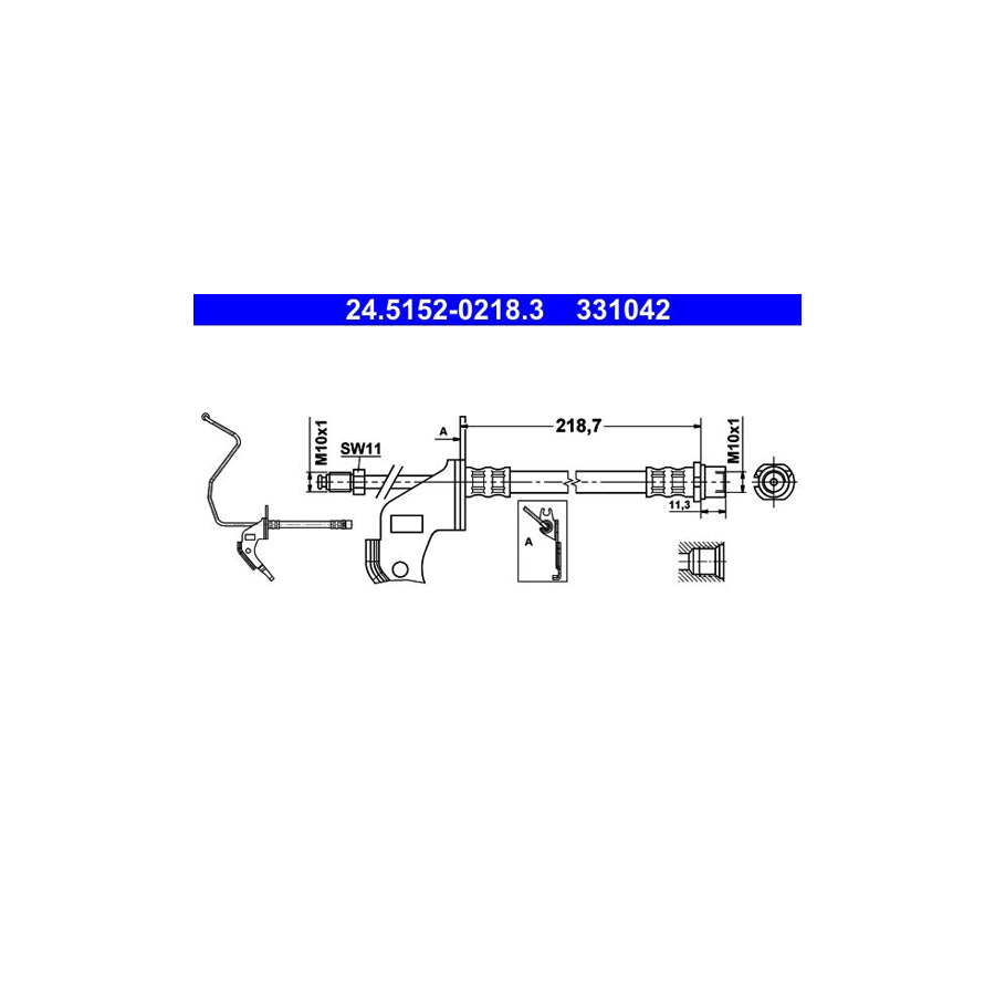 ATE 24 5152 0218 3 Brake Hose 230Mm M10X1 