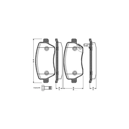 Bosch 0986Tb2965 Brake Pad Set Excl Wear Warning Contact With Bolts With Accessories