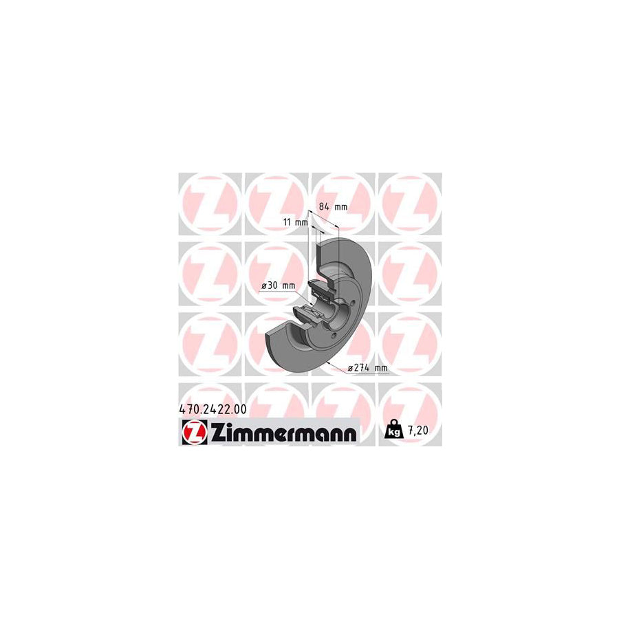 ZIMmERMANN 470 2422 00 Brake Disc for RENAULT Grand Sc nic II JM Solid with ABS sensor ring with wheel bearing