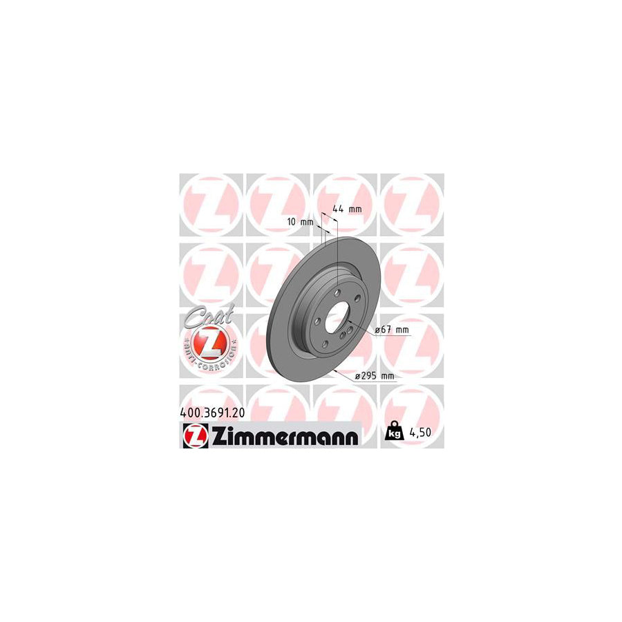 ZIMmERMANN COAT Z 400 3691 20 Brake Disc Solid Coated