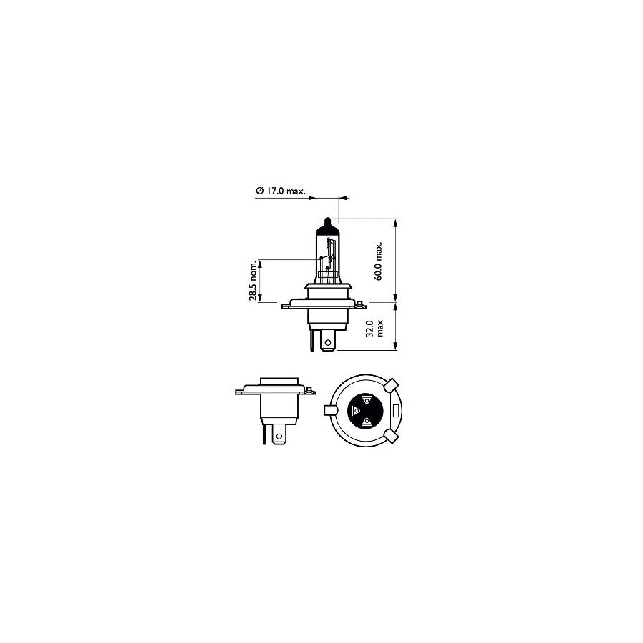 PHILIPS 12342XVGB1 Bulb, spotlight H4 12V 60/55W P43t-38 3500K Halogen