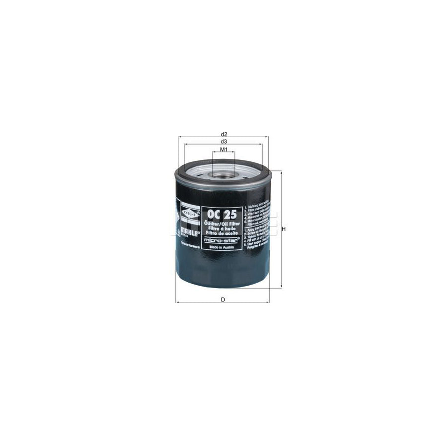 MAHLE ORIGINAL OC 25 Oil Filter Spin-on Filter