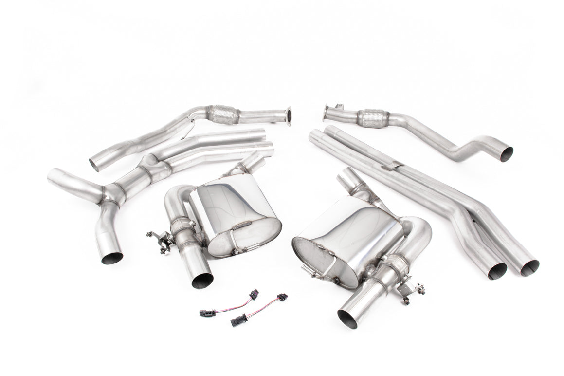 MillTek SSXAU989 Audi RS5 Non-Resonated (Race) Cat-Back Exhaust with Polished Oval Trims