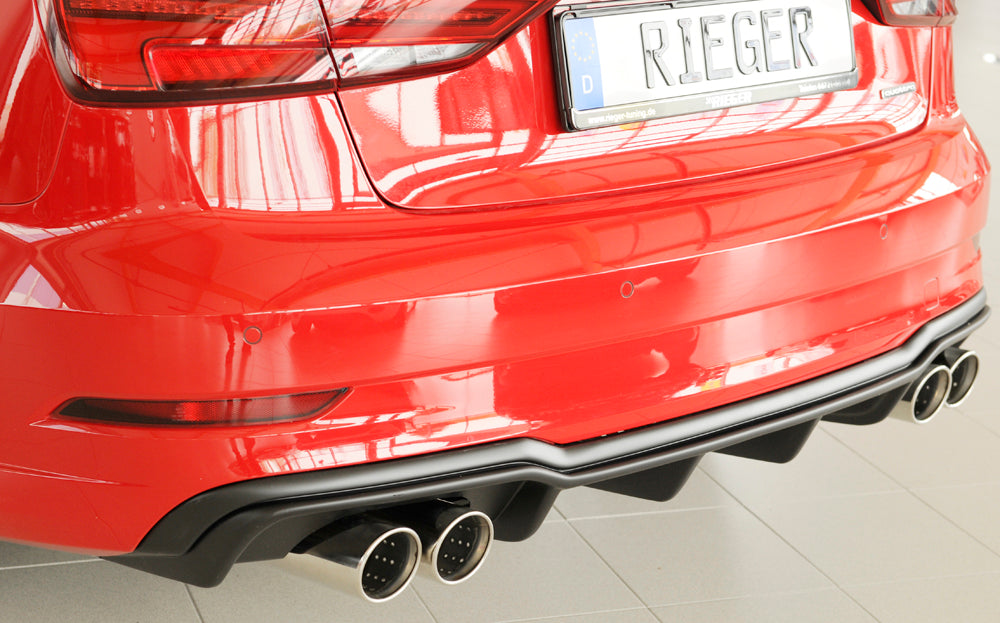 Rieger 00056826 Audi 8V A3 Rear Diffuser for Sport Tailpipe Left & Right -  Matte Black