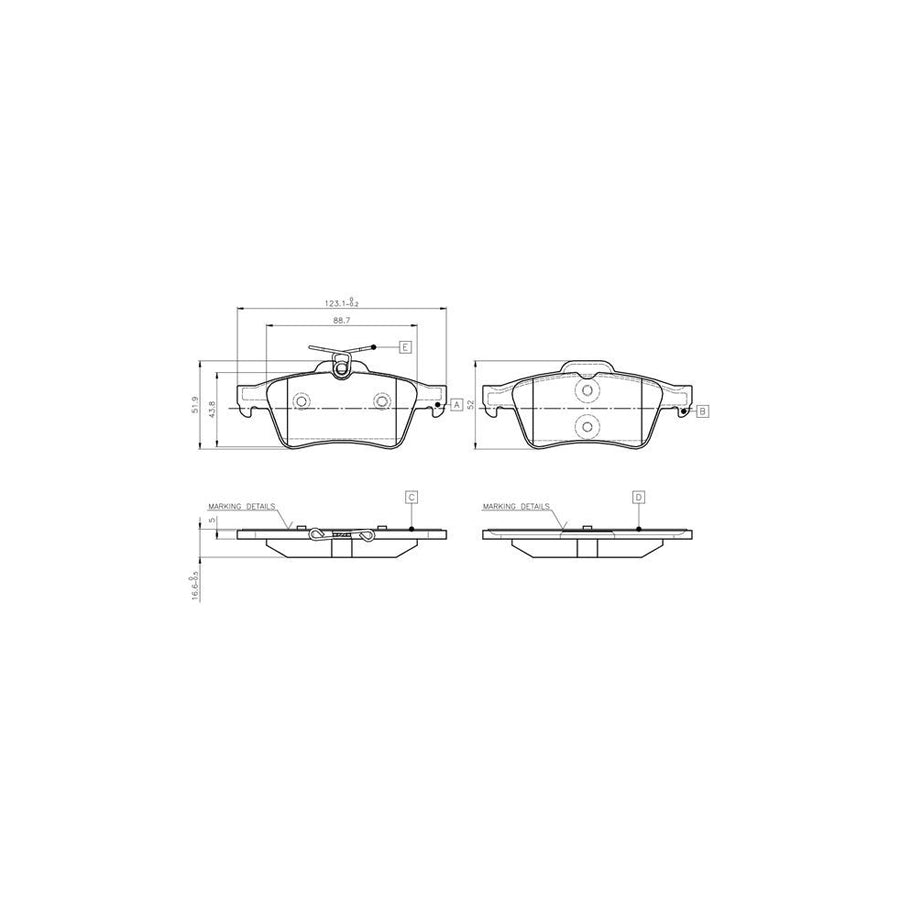 Bosch 0986Tb3028 Brake Pad Set Excl Wear Warning Contact