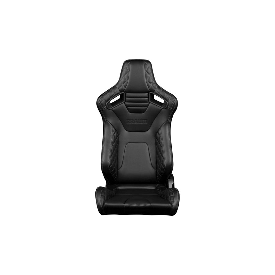 BRAUM Elite-X Series Diamond Edition Black Leatherette Racing Seats With Grey Stitching - Pair