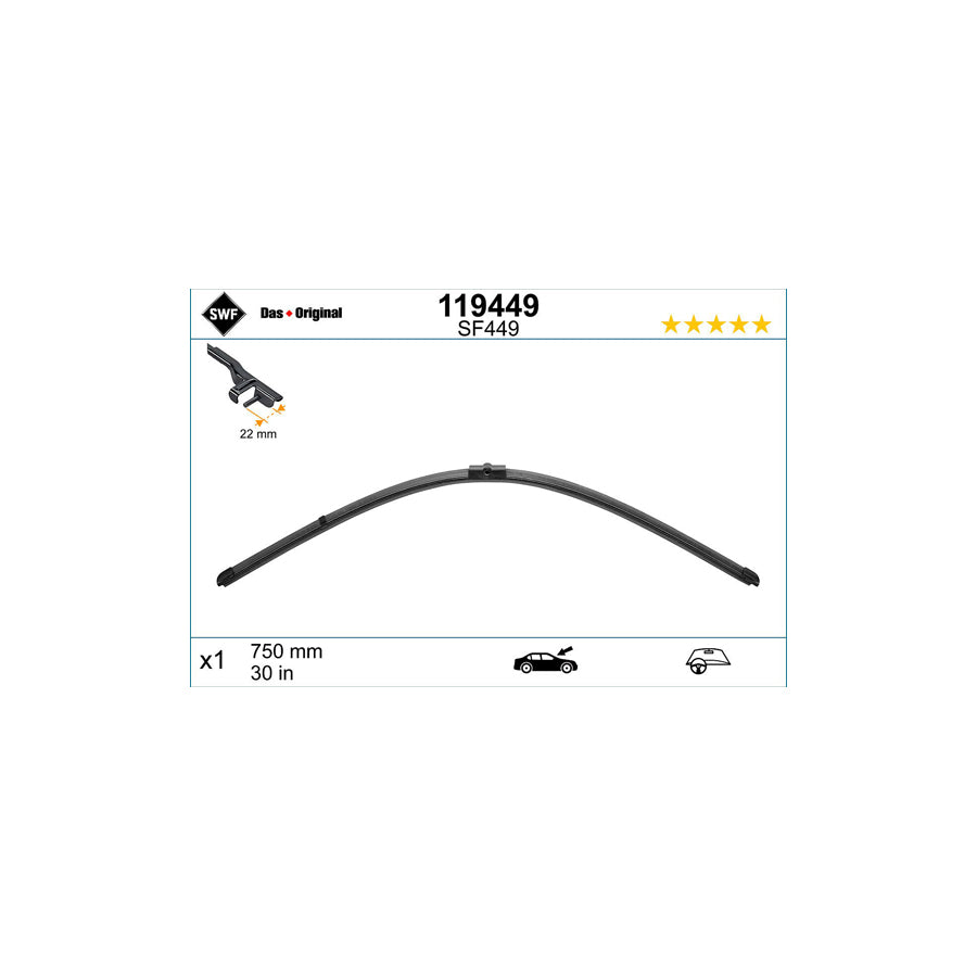 Swf Visioflex 119449 Wiper Blade For Audi A2 (8Z0) | Duco Car Parts UK Car Parts