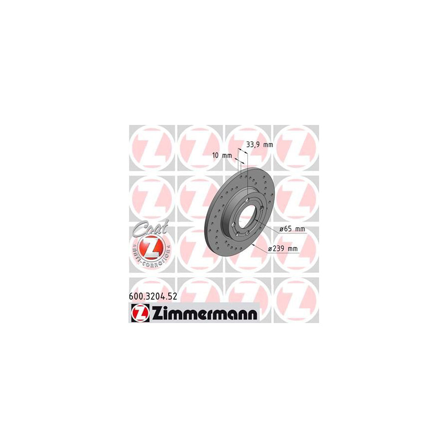 ZIMmERMANN SPORT COAT Z 600 3204 52 Brake Disc Perforated Solid Coated