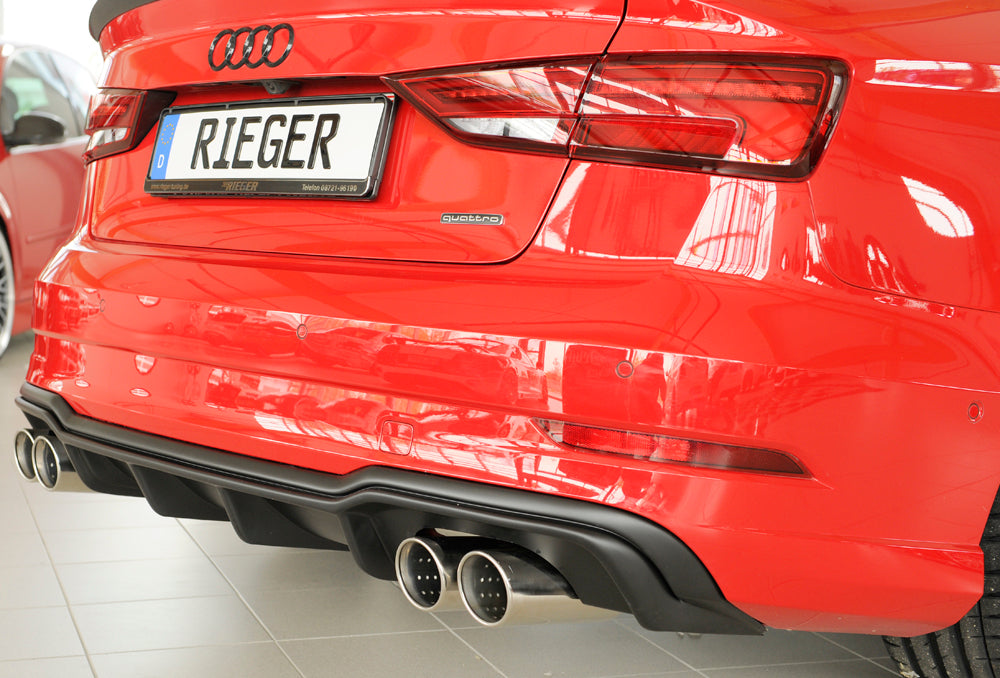 Rieger 00056826 Audi 8V A3 Rear Diffuser for Sport Tailpipe Left & Right -  Matte Black
