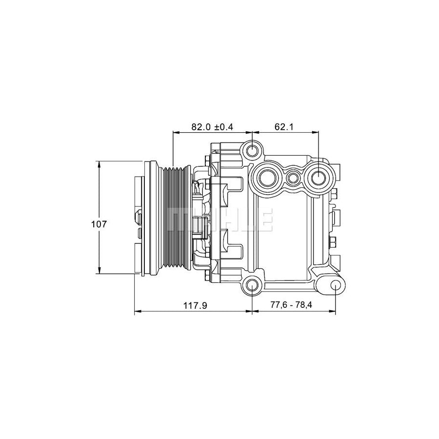 MAHLE ORIGINAL ACP 1335 000P Compressor, air conditioning PAG 46, Refrigerant: R 134a, with seal ring