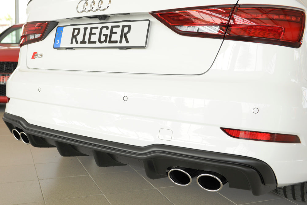 Rieger 00056825 Audi 8V S3 Rear Diffuser for Original Twin Tailpipe Left & Right -  Matte Black