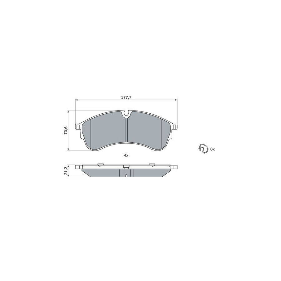 Bosch 0986424930 Brake Pad Set For Vw Crafter With Anti Squeak Plate With Mounting Manual With Spring BP2548