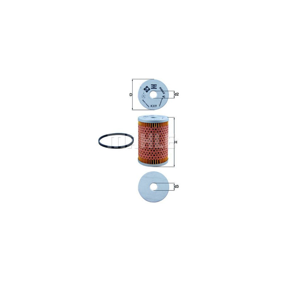MAHLE ORIGINAL KX 9D Fuel filter Filter Insert