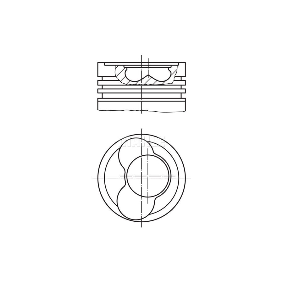 MAHLE ORIGINAL 030 59 01 Piston 81,26 mm, with piston ring carrier, without cooling duct