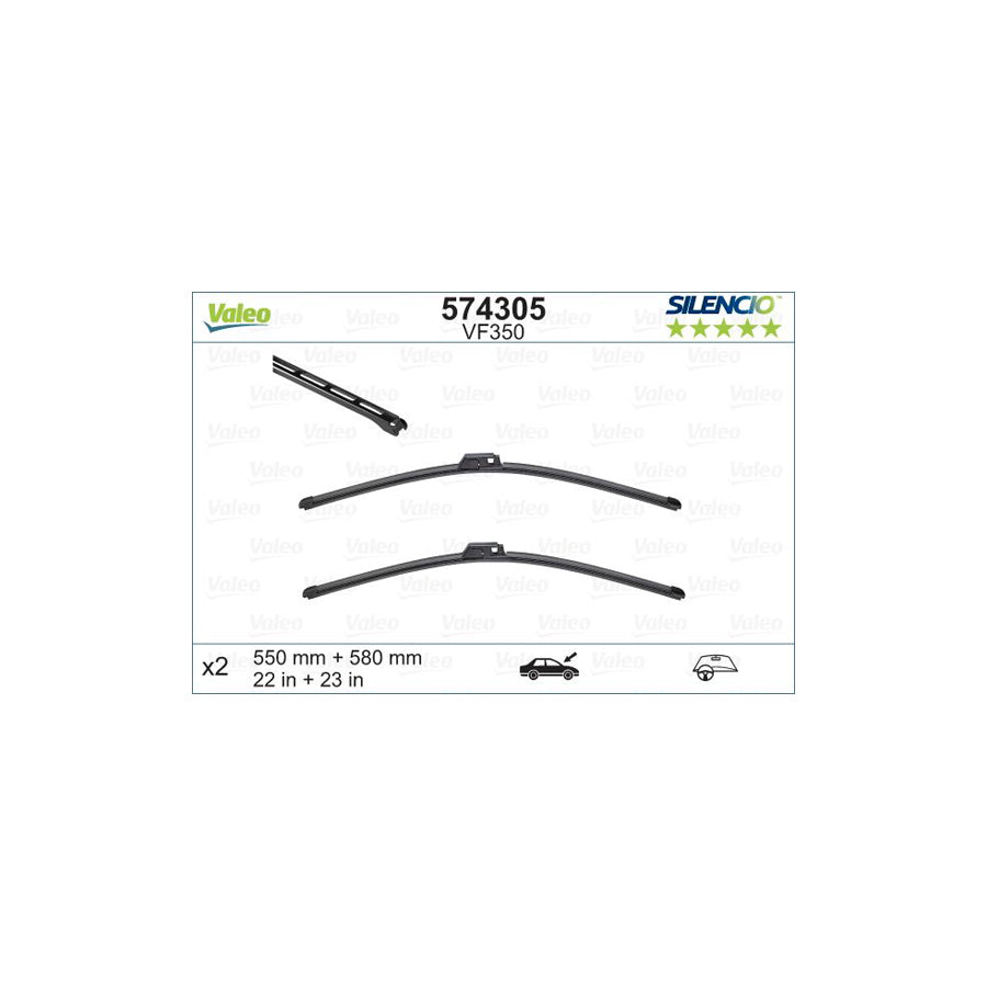 Valeo Silencio Flat Blade Set, Silencio X.Trm 574305 Wiper Blade For Audi A4 | Duco Car Parts UK Car Parts
