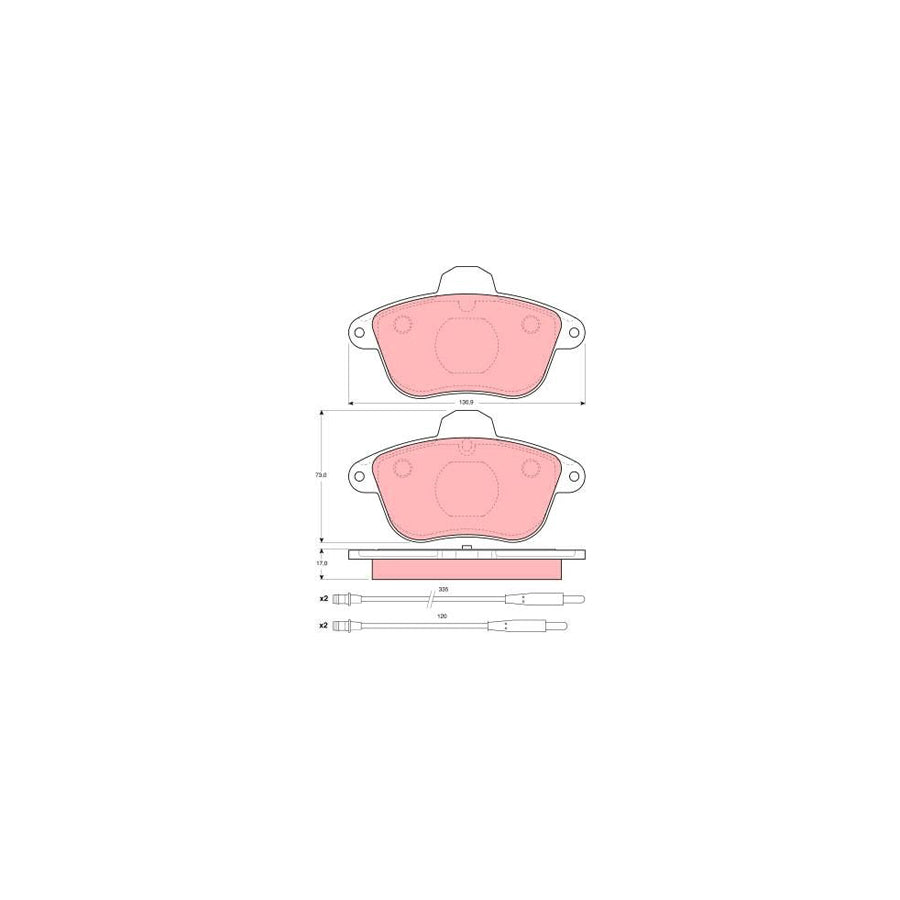 TRW Gdb1085 Brake Pad Set Incl Wear Warning Contact