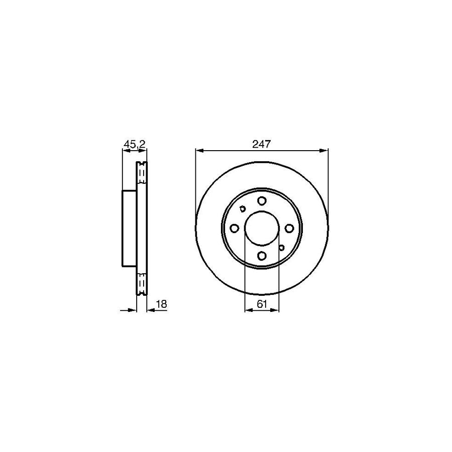 BOSCH 0 986 478 459 Brake Disc for NISSAN ALMERA Vented Oiled
