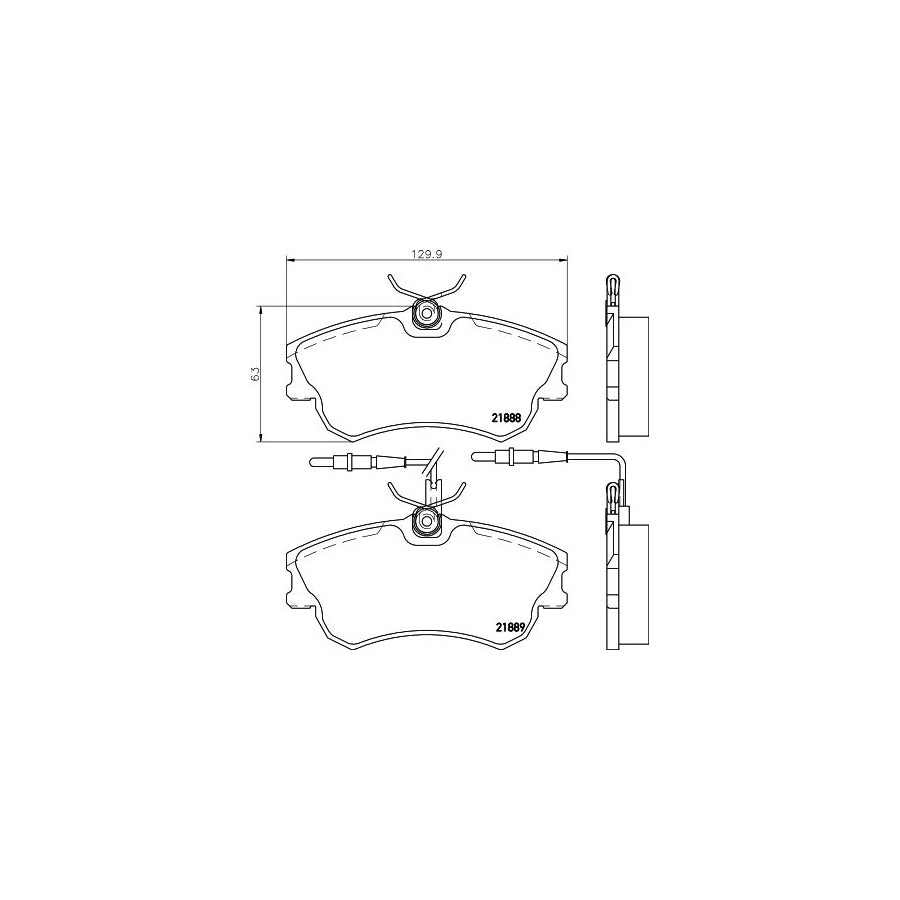 Hella 8DB 355 019 261 Brake Pad Set For Renault Espace Iii Je With Integrated Wear Warning Contact With Brake Caliper Screws