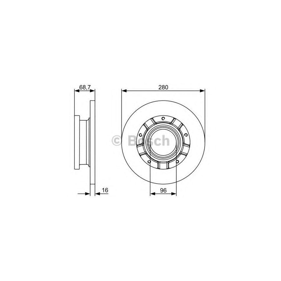 BOSCH 0 986 479 389 Brake Disc for FORD TRANSIT Solid Oiled without ABS sensor ring