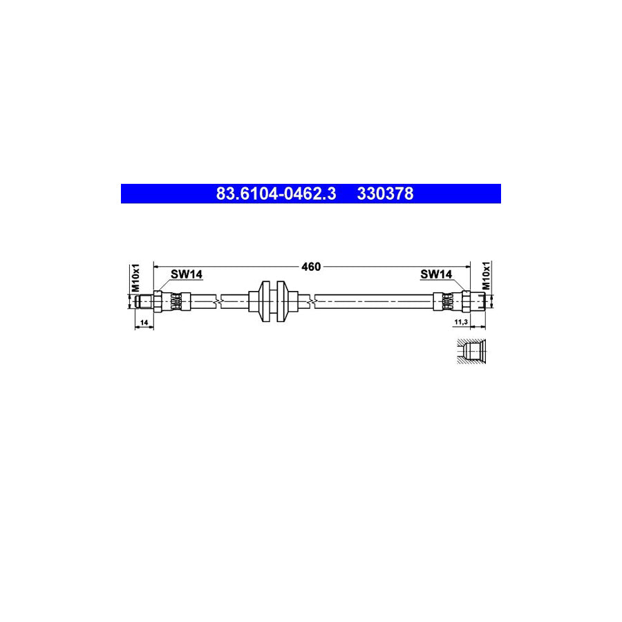ATE 83 6104 0462 3 Brake Hose 460Mm M10X1 