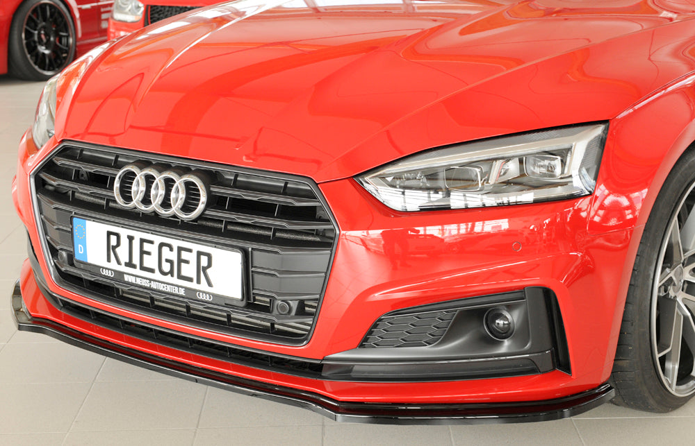 Rieger 00088173 Audi B9 F5 Front Splitter (A5 & S5) - Glossy Black