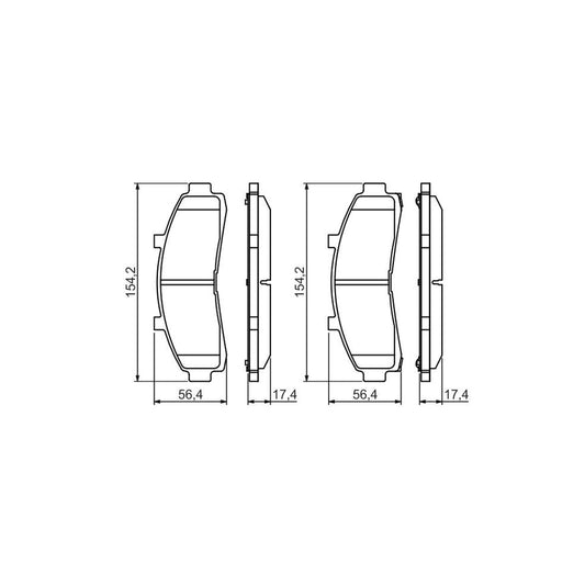 Bosch 0986424656 Brake Pad Set With Acoustic Wear Warning With Anti Squeak Plate BP372