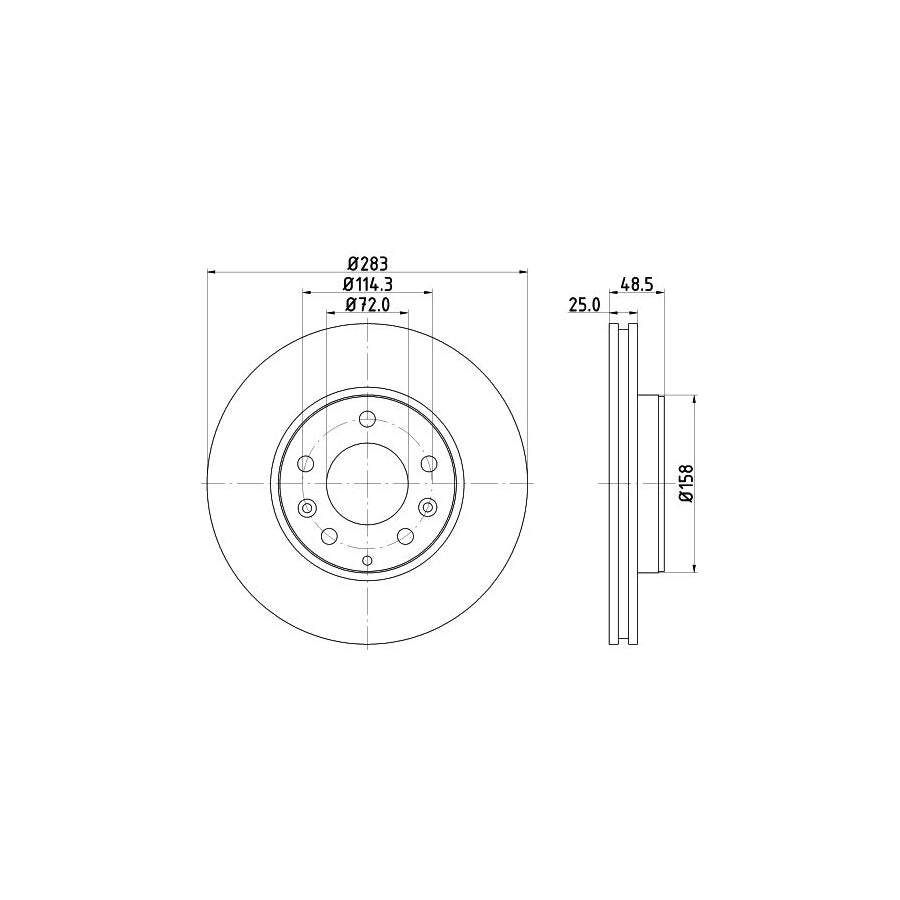HELLA PRO 8DD 355 110 361 Brake Disc for MAZDA 6 Internally Vented Coated without wheel hub without wheel studs