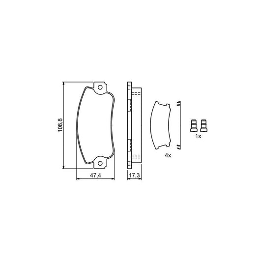 Bosch 0986495456 Brake Pad Set Excl Wear Warning Contact With Anti Squeak Plate With Mounting Manual BP2088