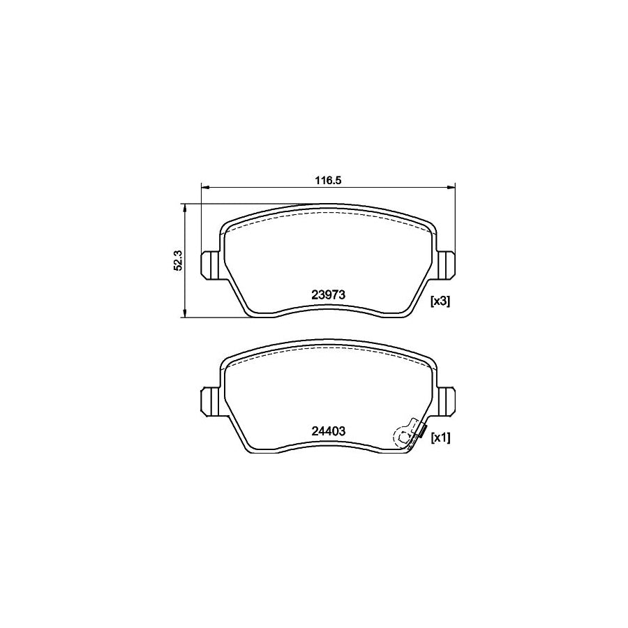 Hella 8DB 355 012 301 Brake Pad Set With Acoustic Wear Warning With Brake Caliper Screws With Accessories