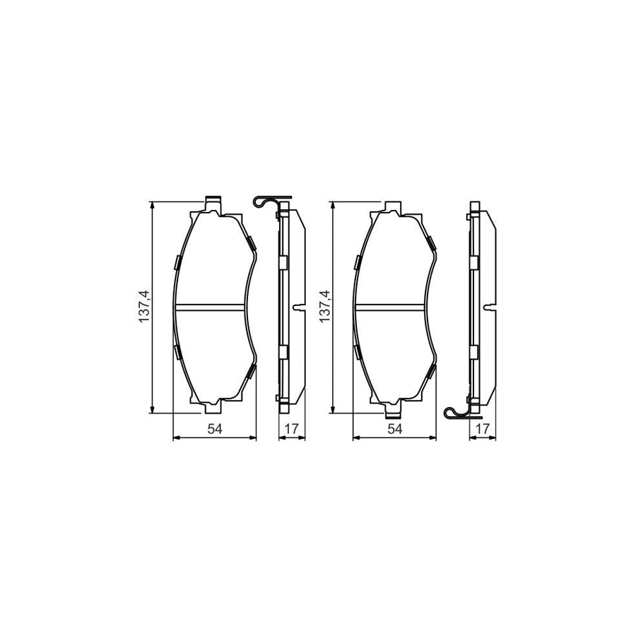 Bosch 0986494571 Brake Pad Set With Acoustic Wear Warning With Anti Squeak Plate BP1492