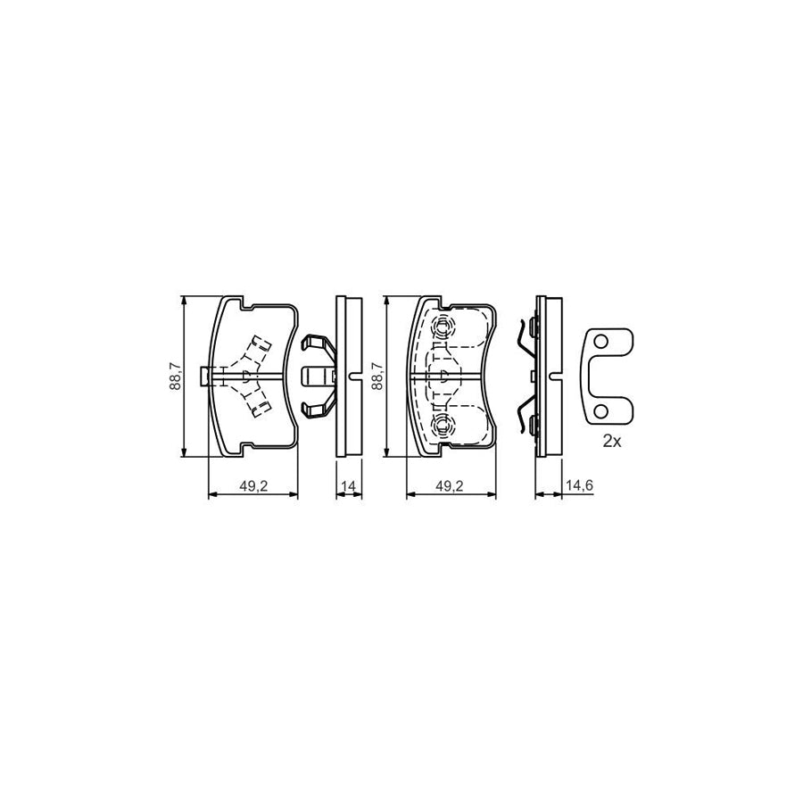 Bosch 0986424642 Brake Pad Set With Anti Squeak Plate With Mounting Manual BP359