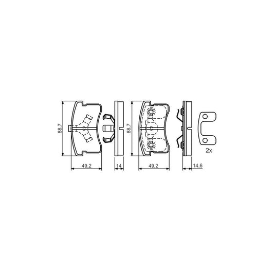 Bosch 0986424642 Brake Pad Set With Anti Squeak Plate With Mounting Manual BP359