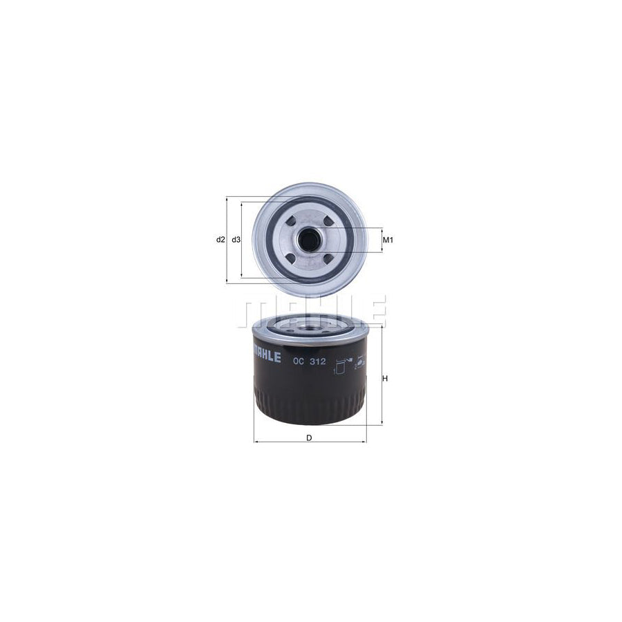 MAHLE ORIGINAL OC 312 Oil Filter Spin-on Filter