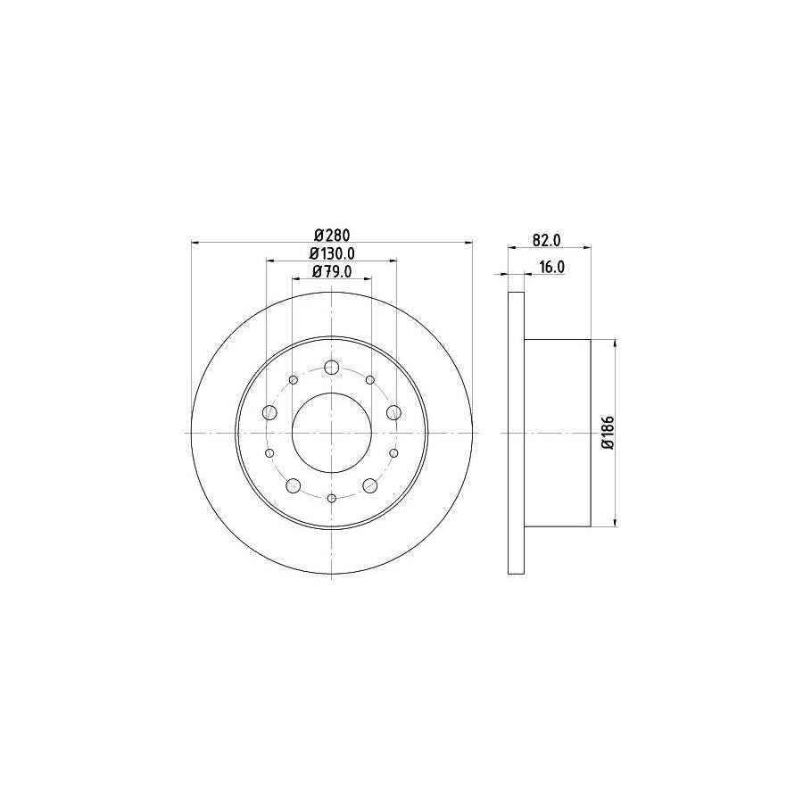HELLA PRO 8DD 355 108 981 Brake Disc Solid Coated without wheel hub without wheel studs