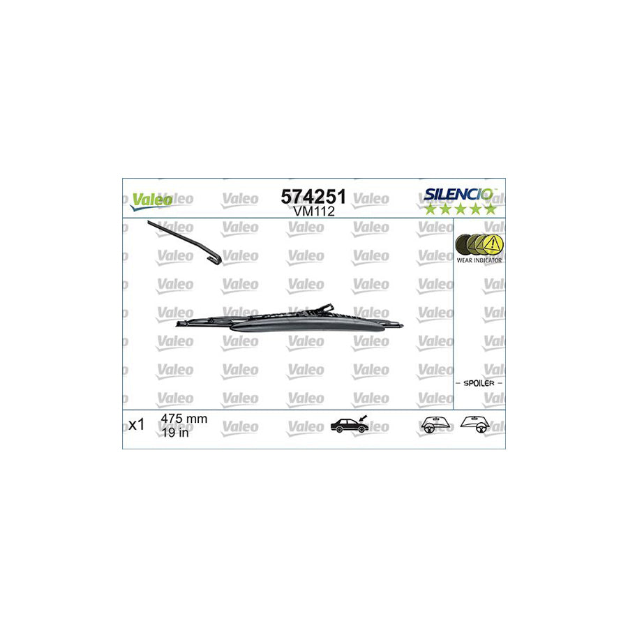 Valeo Silencio Conventional Single 574251 Wiper Blade | Duco Car Parts UK Car Parts