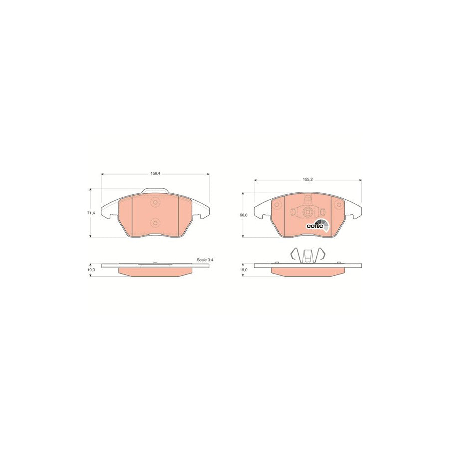 TRW Cotec Gdb1605 Brake Pad Set Not Prepared For Wear Indicator