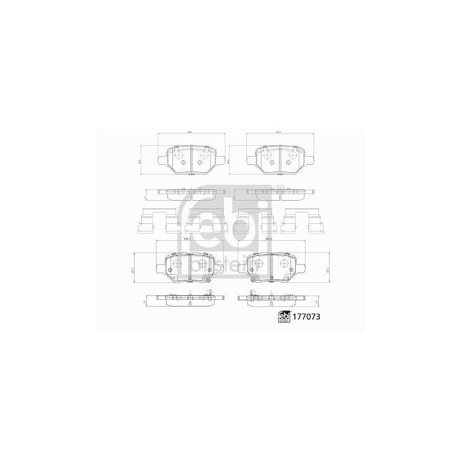 Febi Bilstein 177073 Brake Pad Set Rear Axle With Acoustic Wear Warning With Staples